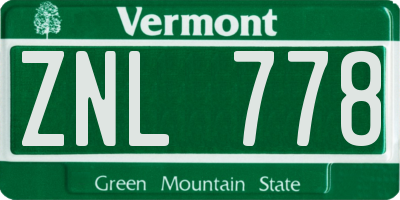 VT license plate ZNL778