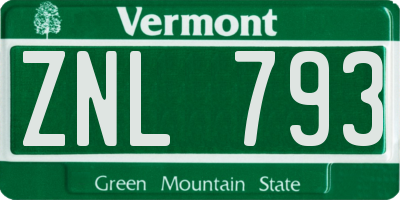 VT license plate ZNL793