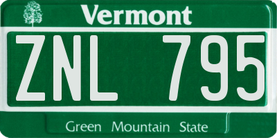 VT license plate ZNL795