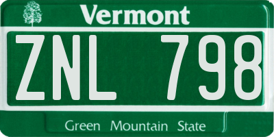 VT license plate ZNL798