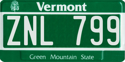 VT license plate ZNL799
