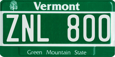 VT license plate ZNL800