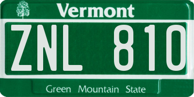 VT license plate ZNL810
