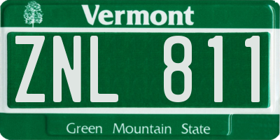 VT license plate ZNL811