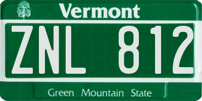 VT license plate ZNL812