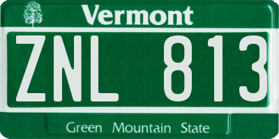 VT license plate ZNL813