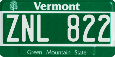 VT license plate ZNL822