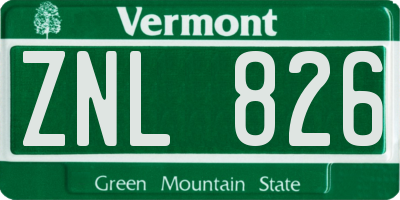 VT license plate ZNL826