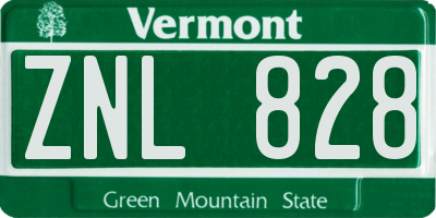 VT license plate ZNL828