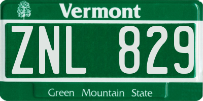 VT license plate ZNL829