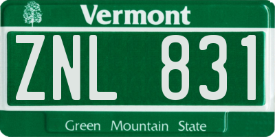 VT license plate ZNL831