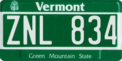 VT license plate ZNL834