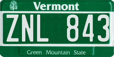 VT license plate ZNL843