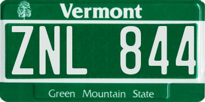 VT license plate ZNL844
