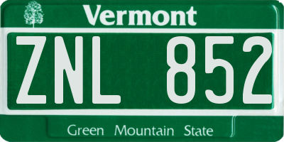 VT license plate ZNL852
