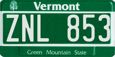 VT license plate ZNL853