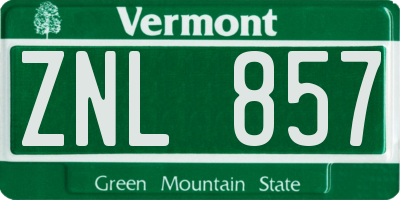 VT license plate ZNL857