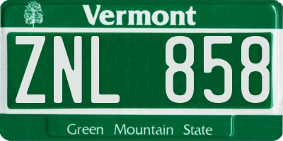 VT license plate ZNL858