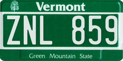 VT license plate ZNL859