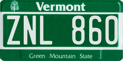 VT license plate ZNL860