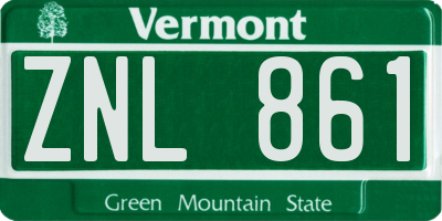 VT license plate ZNL861