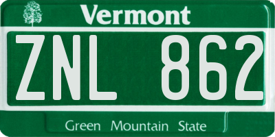 VT license plate ZNL862