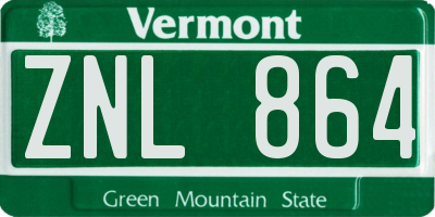 VT license plate ZNL864