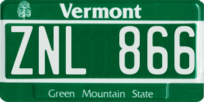 VT license plate ZNL866