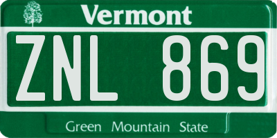 VT license plate ZNL869