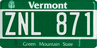 VT license plate ZNL871