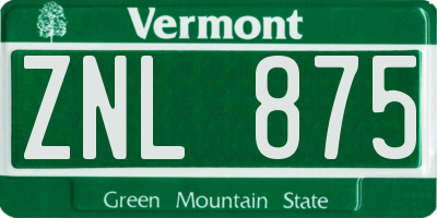 VT license plate ZNL875