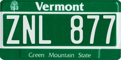 VT license plate ZNL877