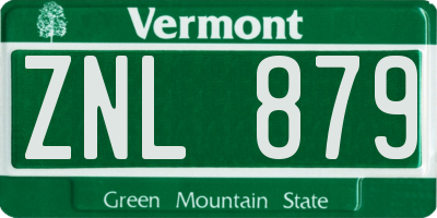 VT license plate ZNL879
