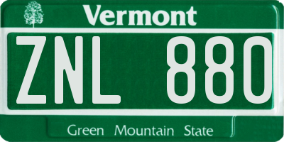 VT license plate ZNL880