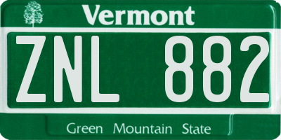 VT license plate ZNL882