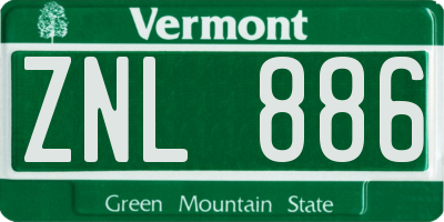 VT license plate ZNL886