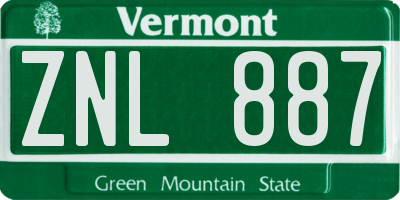 VT license plate ZNL887