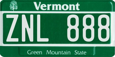 VT license plate ZNL888
