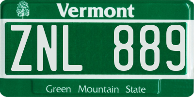 VT license plate ZNL889