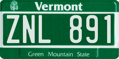VT license plate ZNL891