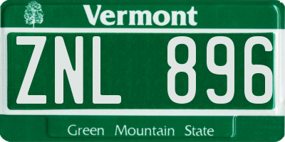 VT license plate ZNL896