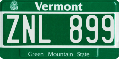 VT license plate ZNL899