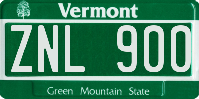 VT license plate ZNL900