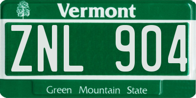 VT license plate ZNL904