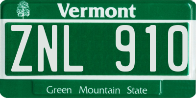 VT license plate ZNL910