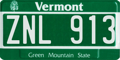 VT license plate ZNL913
