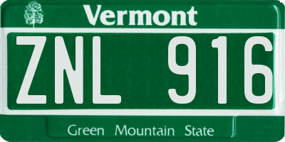 VT license plate ZNL916
