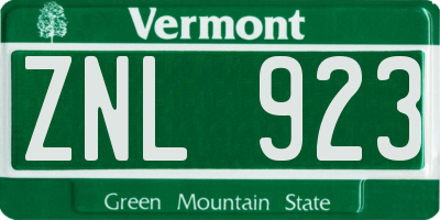 VT license plate ZNL923