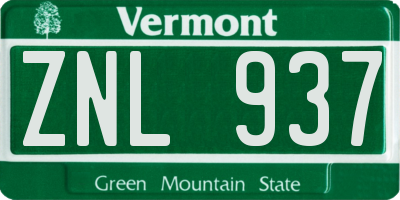 VT license plate ZNL937