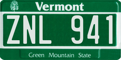 VT license plate ZNL941